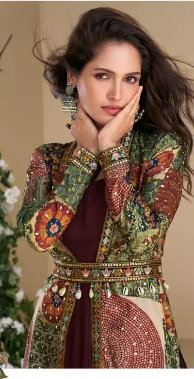 FC 5824 Wine Blooming Georgette Mirror Work & Embroidery Work Kurti in . Special Price ₹2649. Delivery 4-6 Working Days. Shop now. | Kurti, Bollywood Kurti, Creative Kurtis, Designer Kurti, Party Wear Kurti, Selfie Kurti