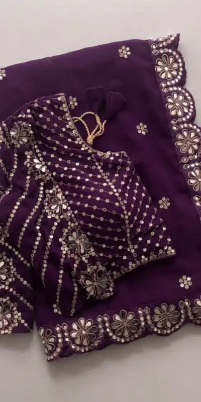 DF 3457 Wine Color Georgette Sequence Original Mirror Work Saree Casual, Wedding, Festive, Events . Expected Delivery  4-6 Working Days @2099/- only                                                                                | Designer Sarees, Embroidered Sarees, Sarees, Bollywood Sarees, Creative Sarees, Ethnic Saree, Modern Digital sarees, Party Wear Sarees