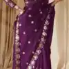 DF 3457 Wine Color Georgette Sequence Original Mirror Work Saree Casual, Wedding, Festive, Events . Expected Delivery  4-6 Working Days @2099/- only                                                                                | Designer Sarees, Embroidered Sarees, Sarees, Bollywood Sarees, Creative Sarees, Ethnic Saree, Modern Digital sarees, Party Wear Sarees