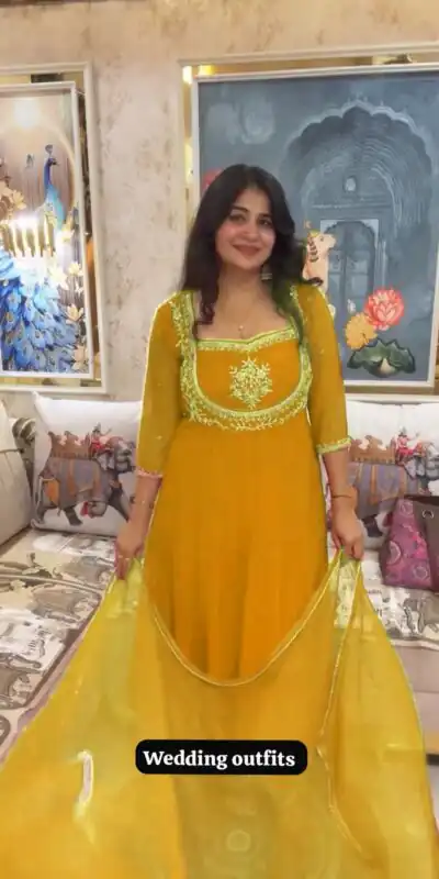 LG 2022 Yellow Georgette Salwar Suit with Lace Work & Embroidery Work. Exclusive Offer ₹1899. Delivery 4-6 Working Days. Shop now. | Jump Suits, Tops & Bottoms, Track Suits, Salwar suit, Casual Suits, Creative suits, Designer Suits, Palazzo Suits, Party Wear Suits, Patiala Suits, Straight Suits, Trendy Wear