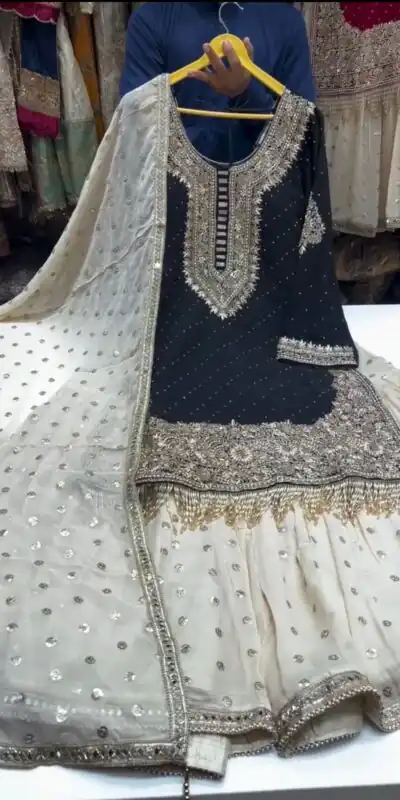 Black Georgette Lace Work Salwar Suit