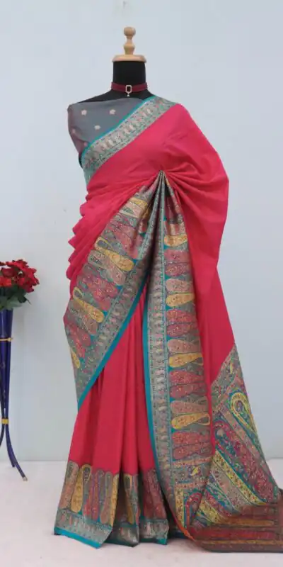 Pink Paithani Silk Woven Motifs Work Saree