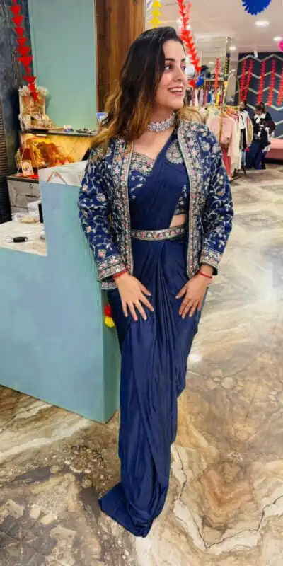 Navy Blue Rangoli Silk Embroidery Work Saree