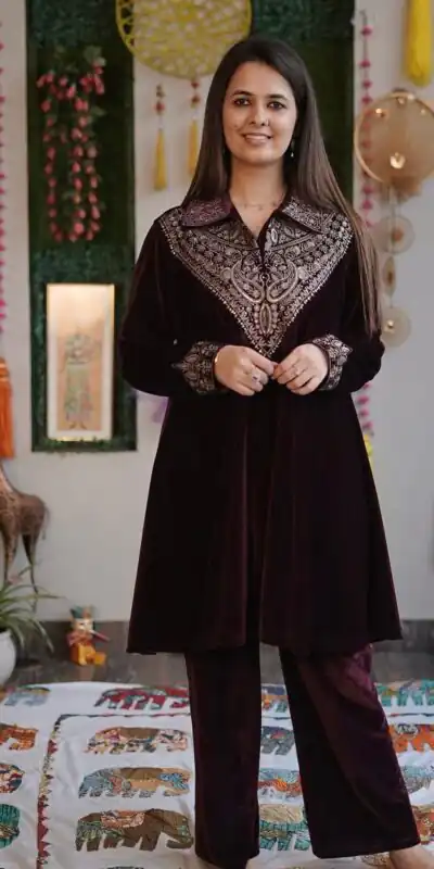 Purple Velvet Sequence Work Salwar Suit