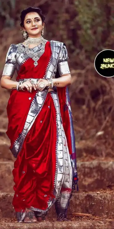 Red Soft Lichi Silk All Over Border Work Saree