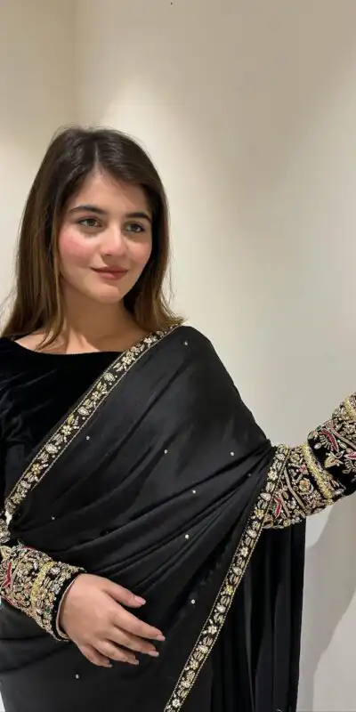 ST 403 Black in 9000 Velvet Embroidery Work & Lace Work Saree . Introductory Price ₹1999. Delivery 4-6 Working Days. Shop now. | Designer Sarees, Sarees, Bollywood Sarees, Creative Sarees, Embroidered Sarees, Ethnic Saree, Modern Digital sarees, Party Wear Sarees