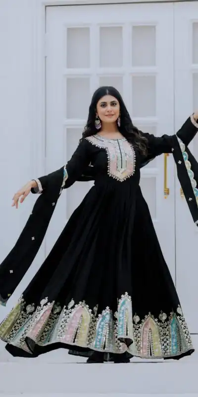 ZF 5002 Black Color Chinon Silk Salwar Suit with Embroidery Work. Festive Deal ₹2099. Delivery 4-6 Working Days. Shop now. | Jump Suits, Tops & Bottoms, Track Suits, Salwar suit, Casual Suits, Creative suits, Designer Suits, Palazzo Suits, Party Wear Suits, Patiala Suits, Straight Suits, Trendy Wear