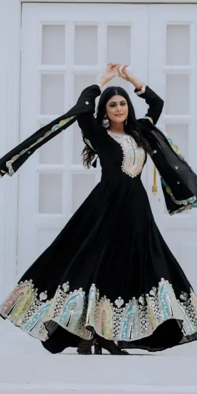 ZF 5002 Black Color Chinon Silk Salwar Suit with Embroidery Work. Festive Deal ₹2099. Delivery 4-6 Working Days. Shop now. | Jump Suits, Tops & Bottoms, Track Suits, Salwar suit, Casual Suits, Creative suits, Designer Suits, Palazzo Suits, Party Wear Suits, Patiala Suits, Straight Suits, Trendy Wear
