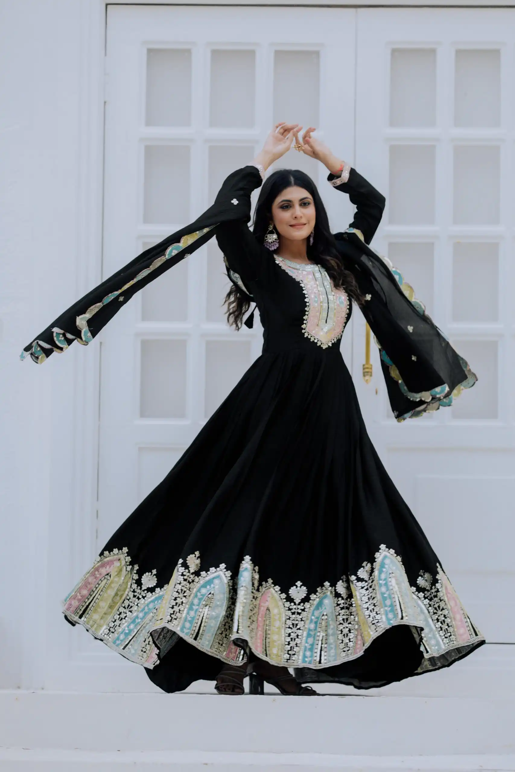 ZF 5002 Black Color Chinon Silk Salwar Suit with Embroidery Work. Festive Deal ₹2099. Delivery 4-6 Working Days. Shop now. | Jump Suits, Tops & Bottoms, Track Suits, Salwar suit, Casual Suits, Creative suits, Designer Suits, Palazzo Suits, Party Wear Suits, Patiala Suits, Straight Suits, Trendy Wear