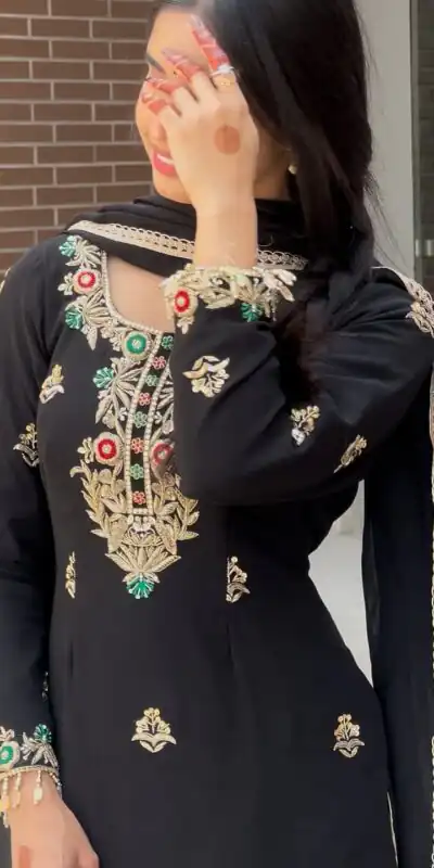 ZF 421 Black in Chinon Silk Lace Work & Embroidery Work Salwar Suit . Available at ₹1899 only. Delivery 4-6 Working Days. Shop now. | Jump Suits, Tops & Bottoms, Track Suits, Salwar suit, Casual Suits, Creative suits, Designer Suits, Palazzo Suits, Party Wear Suits, Patiala Suits, Straight Suits, Trendy Wear