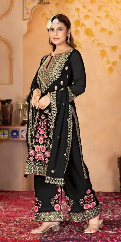 KF 1686 Black Faux Georgette Salwar Suit with Embroidery Work & Mirror Work. Exclusive Offer ₹2449. Delivery 4-6 Working Days. Shop now. | Jump Suits, Tops & Bottoms, Track Suits, Salwar suit, Casual Suits, Creative suits, Designer Suits, Palazzo Suits, Party Wear Suits, Patiala Suits, Straight Suits, Trendy Wear