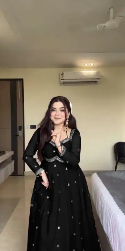 RTC 5924 Black Georgette Thread With Sequence Gown Perfect for Wedding, Party, Reception, Holi, Eid . Available at ₹1999 only. Delivery 4-6 Working Days. | Gowns, Bollywood Gowns, Creative Gowns, Designer Gowns, Embroidered Gowns, Party Wear Gowns