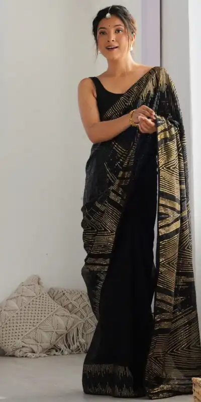 JR 626 Black Georgette Saree Perfect for Wedding, Party, Eid, Anniversary, Diwali – . Special Price ₹1799. Delivery 4-6 Working Days. Shop now. | Designer Sarees, Sarees, Bollywood Sarees, Creative Sarees, Embroidered Sarees, Ethnic Saree, Modern Digital sarees, Party Wear Sarees