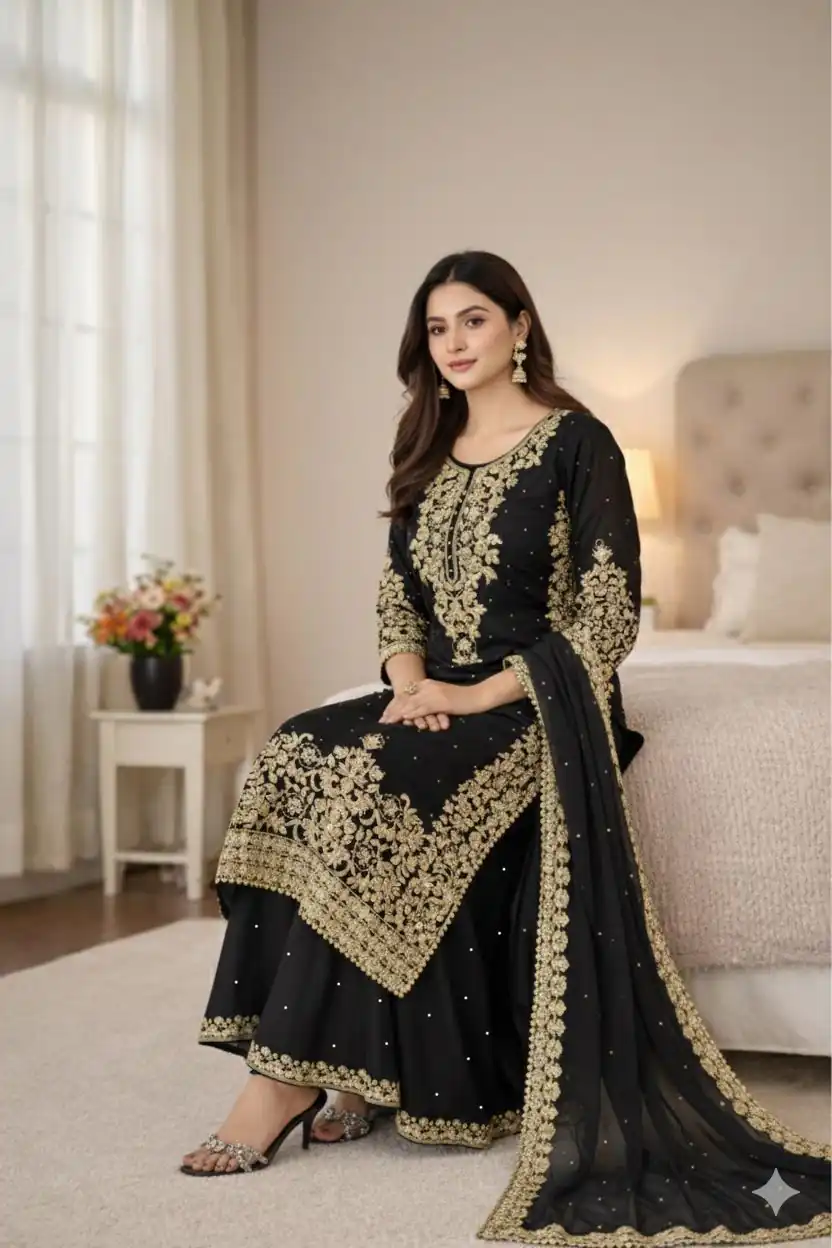 SSR 535 Black in Organza Silk Embroidery Work Salwar Suit . Available at ₹2399 only. Delivery 4-6 Working Days. Shop now. | Jump Suits, Tops & Bottoms, Track Suits, Salwar suit, Casual Suits, Creative suits, Designer Suits, Palazzo Suits, Party Wear Suits, Patiala Suits, Straight Suits, Trendy Wear