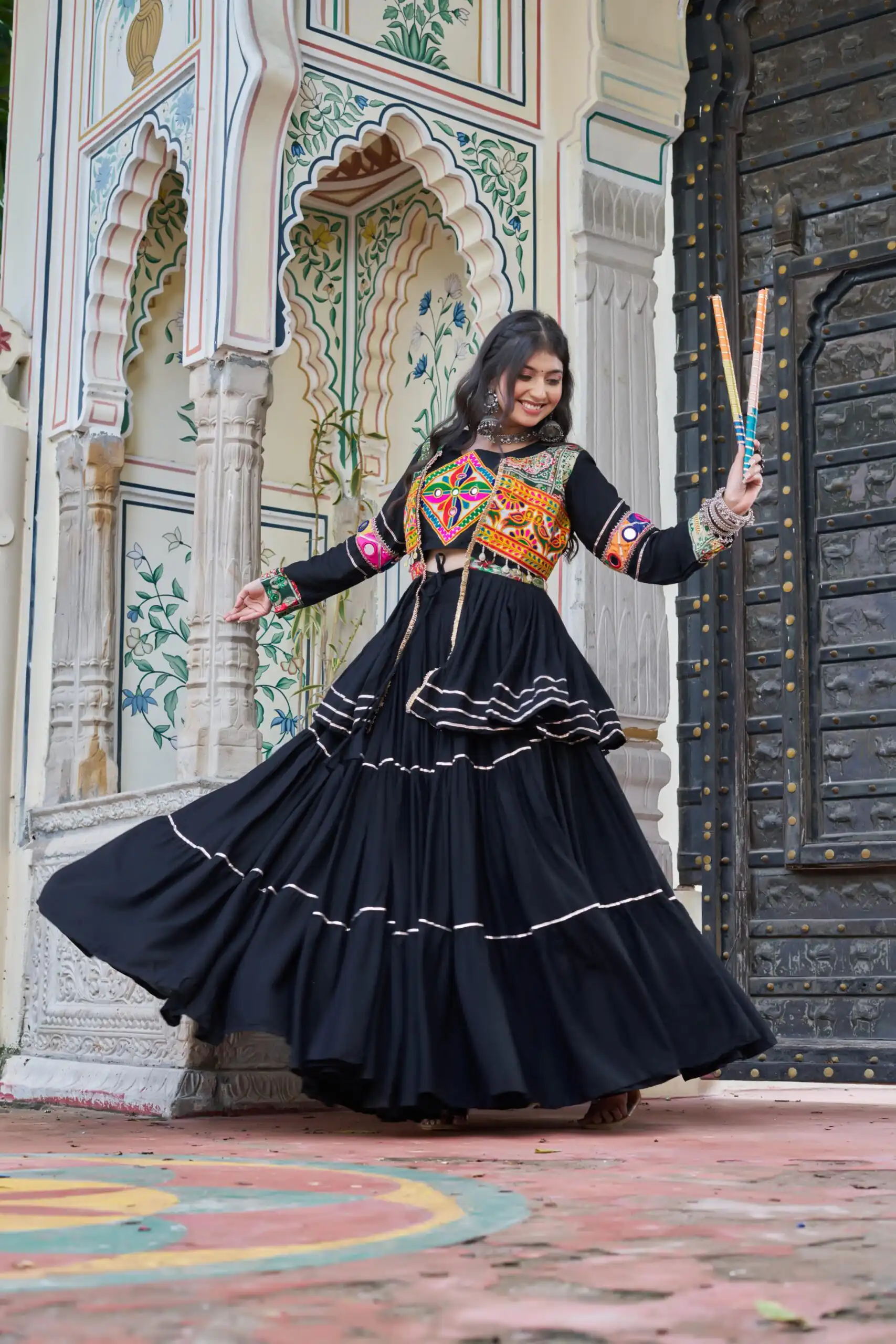 Ram 120 Black in Pure Cotton Mirror Work & Gamthi Work Lehenga Choli . Exclusive Offer ₹3049. Delivery 4-6 Working Days. Shop now. | Lehenga, Bollywood Lehenga, Creative Lehenga, Designer Lehenga, Embroidered Lehenga, Party Wear Lehenga