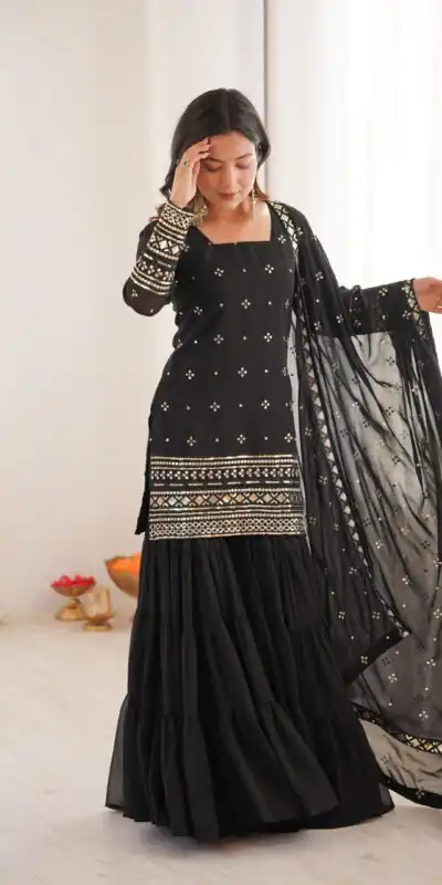 SRK 5317 Black Georgette Salwar Suit with Embroidery Work. Wedding, Party, Festive Best Price ₹2399. Delivery 4-6 Working Days. Shop now. | Jump Suits, Tops & Bottoms, Track Suits, Salwar suit, Casual Suits, Creative suits, Designer Suits, Palazzo Suits, Party Wear Suits, Patiala Suits, Straight Suits, Trendy Wear