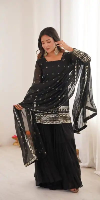 SRK 5317 Black Georgette Salwar Suit with Embroidery Work. Wedding, Party, Festive Best Price ₹2399. Delivery 4-6 Working Days. Shop now. | Jump Suits, Tops & Bottoms, Track Suits, Salwar suit, Casual Suits, Creative suits, Designer Suits, Palazzo Suits, Party Wear Suits, Patiala Suits, Straight Suits, Trendy Wear