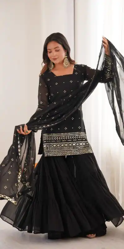 SRK 5317 Black Georgette Salwar Suit with Embroidery Work. Wedding, Party, Festive Best Price ₹2399. Delivery 4-6 Working Days. Shop now. | Jump Suits, Tops & Bottoms, Track Suits, Salwar suit, Casual Suits, Creative suits, Designer Suits, Palazzo Suits, Party Wear Suits, Patiala Suits, Straight Suits, Trendy Wear