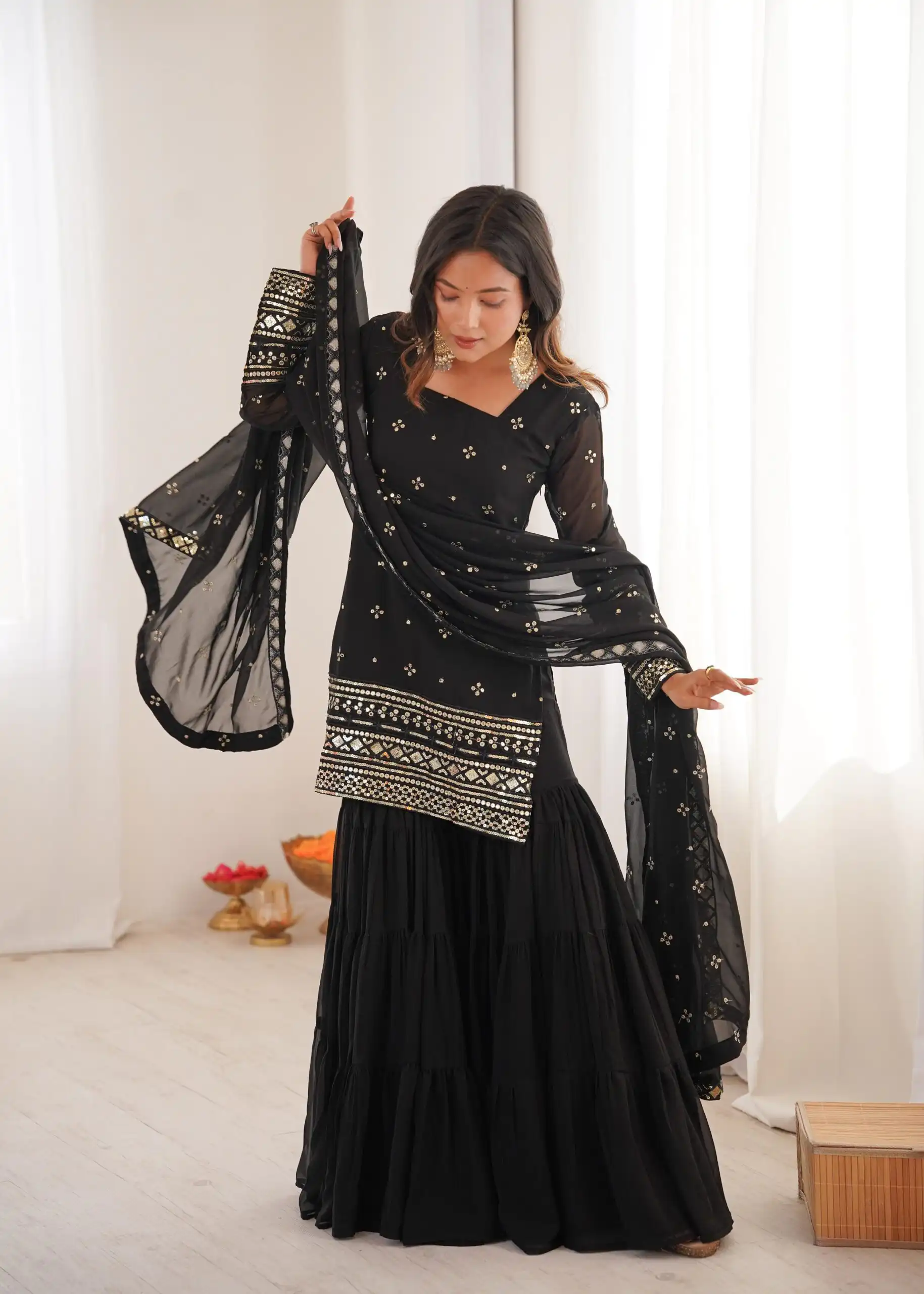 SRK 5317 Black Georgette Salwar Suit with Embroidery Work. Wedding, Party, Festive Best Price ₹2399. Delivery 4-6 Working Days. Shop now. | Jump Suits, Tops & Bottoms, Track Suits, Salwar suit, Casual Suits, Creative suits, Designer Suits, Palazzo Suits, Party Wear Suits, Patiala Suits, Straight Suits, Trendy Wear
