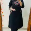 MF 1114 Black Soft Cotton Slub Kurti with Embroidery Work. Wedding, Party, Festive, Events, Grab it for ₹1549. Delivery 4-6 Working Days. Shop now. | Kurti, Bollywood Kurti, Creative Kurtis, Designer Kurti, Party Wear Kurti, Selfie Kurti
