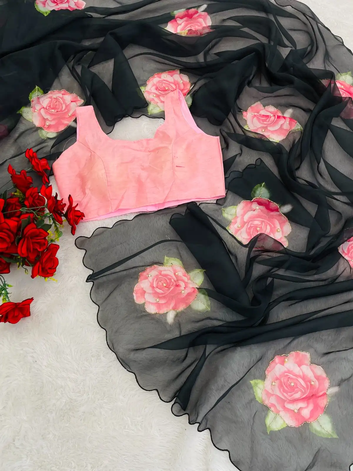 BT 412 Black TB Organza Saree with Digital Print. Wedding, Party, Festive, Events, Navratri Garba, Special Price ₹1649. Delivery 4-6 Working Days. Shop now. | Designer Sarees, Sarees, Bollywood Sarees, Creative Sarees, Embroidered Sarees, Ethnic Saree, Modern Digital sarees, Party Wear Sarees