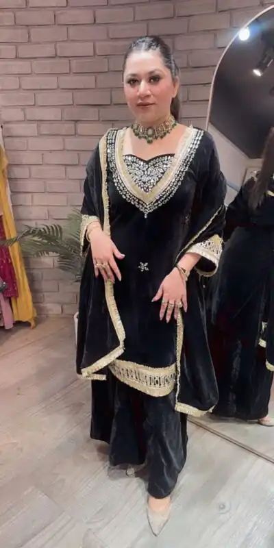 LG 2044 Black in Velvet Mirror Work & Embroidery Work Salwar Suit . Best Price ₹2599. Delivery 4-6 Working Days. Shop now. | Jump Suits, Tops & Bottoms, Track Suits, Salwar suit, Casual Suits, Creative suits, Designer Suits, Palazzo Suits, Party Wear Suits, Patiala Suits, Straight Suits, Trendy Wear