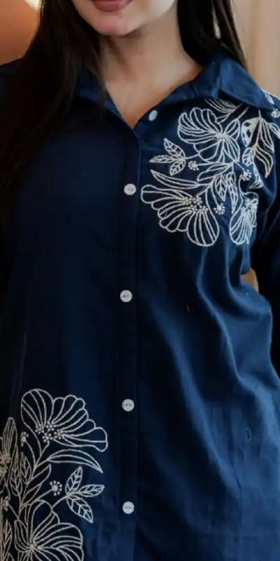 INLI Style-Up Blue Color Cotton Slub Kurti with Embroidery Work. Affordable Price ₹1499. Delivery 4-6 Working Days. Shop now. | Kurti, Bollywood Kurti, Creative Kurtis, Designer Kurti, Party Wear Kurti, Selfie Kurti