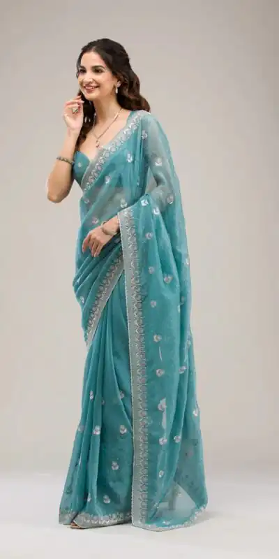 BT 439 Blue Crunchy Ciffon Saree Perfect for Wedding, Party, Bridal Wear, Raksha Bandhan, Festival Celebrations – . Special Price ₹1899. Delivery 4-6 | Designer Sarees, Sarees, Bollywood Sarees, Creative Sarees, Embroidered Sarees, Ethnic Saree, Modern Digital sarees, Party Wear Sarees