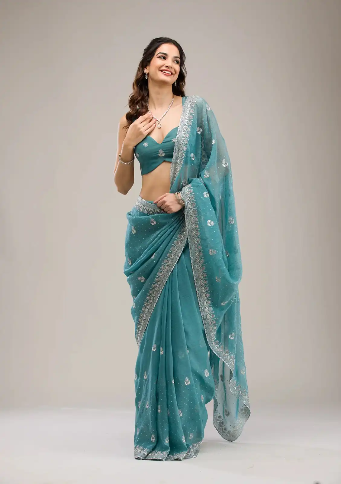 BT 439 Blue Crunchy Ciffon Saree Perfect for Wedding, Party, Bridal Wear, Raksha Bandhan, Festival Celebrations – . Special Price ₹1899. Delivery 4-6 | Designer Sarees, Sarees, Bollywood Sarees, Creative Sarees, Embroidered Sarees, Ethnic Saree, Modern Digital sarees, Party Wear Sarees