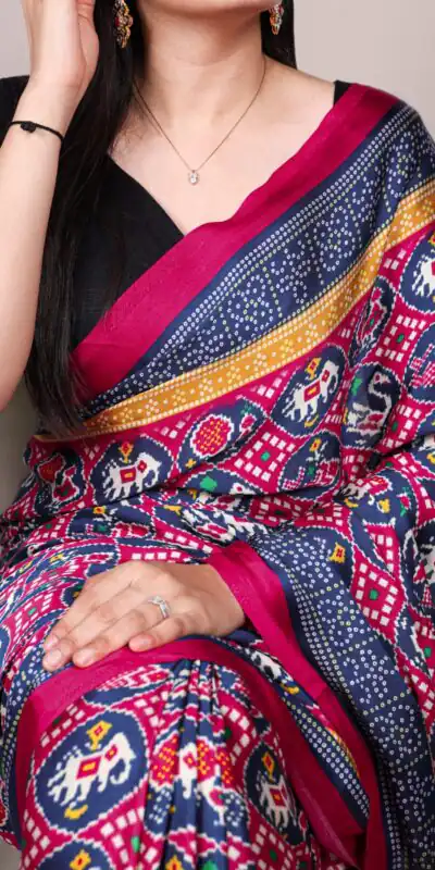 YNF 7801 Blue Gaji Silk Saree with Patola Print. Wedding, Party, Festive, Events, Best Price ₹2999. Delivery 4-6 Working Days. Shop now. | Sarees, Bollywood Sarees, Creative Sarees, Designer Sarees, Embroidered Sarees, Ethnic Saree, Modern Digital sarees, Party Wear Sarees