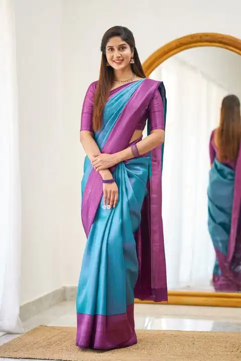KPR 177 Blue in Soft Lichi Silk Jacquard Work Designer Work Saree . Now at just ₹1449. Delivery 4-6 Working Days. Shop now. | Designer Sarees, Sarees, Bollywood Sarees, Creative Sarees, Embroidered Sarees, Ethnic Saree, Modern Digital sarees, Party Wear Sarees