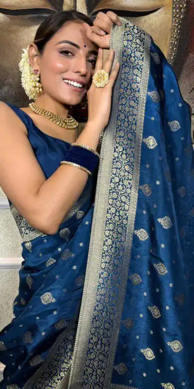 KPR 210 Blue Soft Lichi Silk Saree with Lace Work & Lace Border. Special Price ₹1399. Delivery 4-6 Working Days. Shop now. | Sarees, Bollywood Sarees, Creative Sarees, Designer Sarees, Embroidered Sarees, Ethnic Saree, Modern Digital sarees, Party Wear Sarees