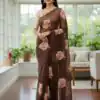 BT 412 Brown TB Organza Saree with Digital Print. Wedding, Party, Festive, Events, Navratri Garba, Special Price ₹1649. Delivery 4-6 Working Days. Shop now. | Designer Sarees, Sarees, Bollywood Sarees, Creative Sarees, Embroidered Sarees, Ethnic Saree, Modern Digital sarees, Party Wear Sarees