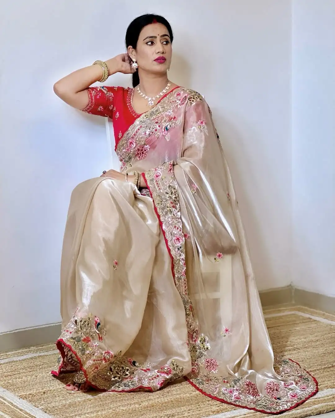 SC 1008 Cream Organza Silk Saree Perfect for Wedding, Party, Eid, Makar Sankranti, Anniversary –. Affordable Price ₹2399. Delivery 4-6 Working Days. | Designer Sarees, Sarees, Bollywood Sarees, Creative Sarees, Embroidered Sarees, Ethnic Saree, Modern Digital sarees, Party Wear Sarees