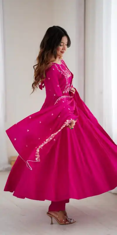 KB 289 Dark Pink with Bead Work & Embroidery Work Roman Chanderi Silk Salwar Suit . Special Price ₹2399. Delivery 4-6 Working Days. Shop now. | Jump Suits, Tops & Bottoms, Track Suits, Salwar suit, Casual Suits, Creative suits, Designer Suits, Palazzo Suits, Party Wear Suits, Patiala Suits, Straight Suits, Trendy Wear