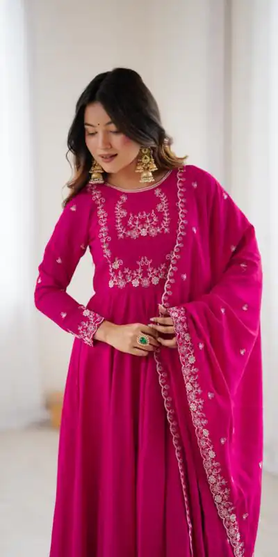 KB 289 Dark Pink with Bead Work & Embroidery Work Roman Chanderi Silk Salwar Suit . Special Price ₹2399. Delivery 4-6 Working Days. Shop now. | Jump Suits, Tops & Bottoms, Track Suits, Salwar suit, Casual Suits, Creative suits, Designer Suits, Palazzo Suits, Party Wear Suits, Patiala Suits, Straight Suits, Trendy Wear