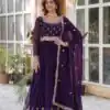 KA 1144 Dark Purple Faux Blooming Gown with Embroidery Work & Zari Work. Exclusive Offer ₹2449. Delivery 4-6 Working Days. Shop now. | Gowns, Bollywood Gowns, Creative Gowns, Designer Gowns, Embroidered Gowns, Party Wear Gowns