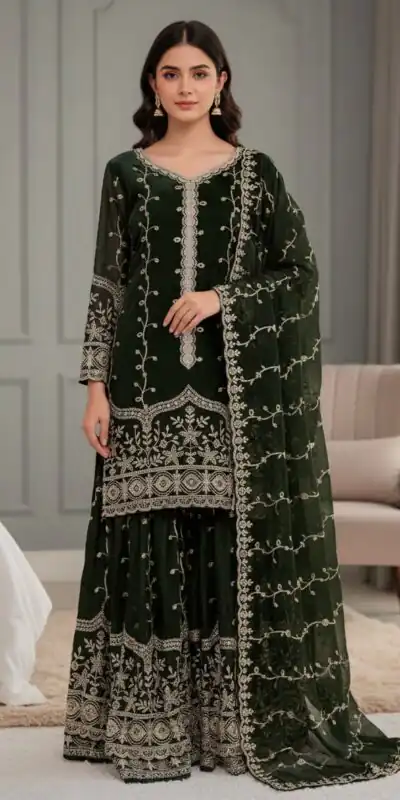SSR 533 Green Color Fendy Silk Salwar Suit with Embroidery Work. Affordable Price ₹2149. Delivery 4-6 Working Days. Shop now. | Jump Suits, Salwar suit, Casual Suits, Creative suits, Designer Suits, Palazzo Suits, Party Wear Suits, Patiala Suits, Straight Suits