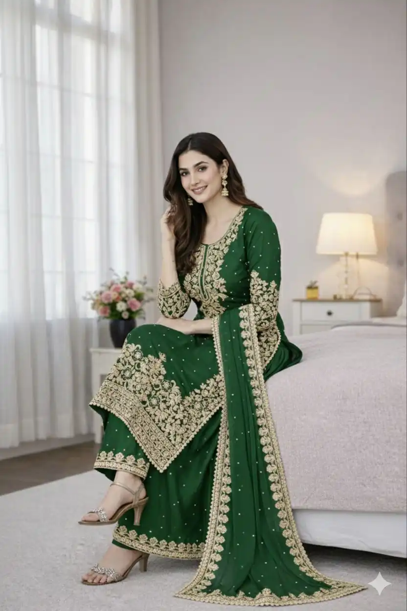 SSR 535 Green in Organza Silk Embroidery Work Salwar Suit . Available at ₹2399 only. Delivery 4-6 Working Days. Shop now. | Jump Suits, Tops & Bottoms, Track Suits, Salwar suit, Casual Suits, Creative suits, Designer Suits, Palazzo Suits, Party Wear Suits, Patiala Suits, Straight Suits, Trendy Wear