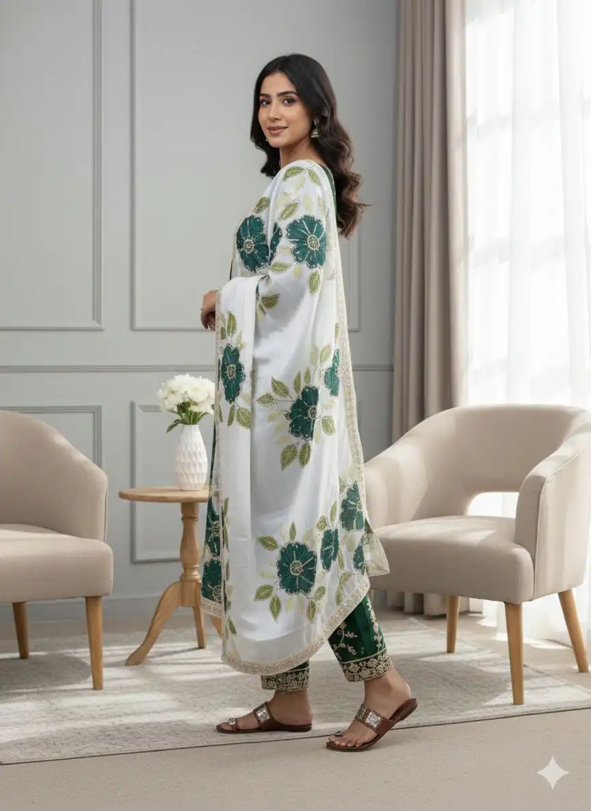 SRK 5315 Green Organza SILK Salwar Suit Perfect for Wedding, Party, Lohri, Ethnic Day, Eid – . Affordable Price ₹2499. Delivery 4-6 Working Days. | Jump Suits, Tops & Bottoms, Track Suits, Salwar suit, Casual Suits, Creative suits, Designer Suits, Palazzo Suits, Party Wear Suits, Patiala Suits, Straight Suits, Trendy Wear