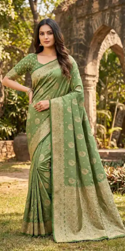 MB 9 Green Color Satin Silk Saree with Lace Work & Zari Work. Exclusive Offer ₹2149. Delivery 4-6 Working Days. Shop now. | Designer Sarees, Sarees, Bollywood Sarees, Creative Sarees, Embroidered Sarees, Ethnic Saree, Modern Digital sarees, Party Wear Sarees
