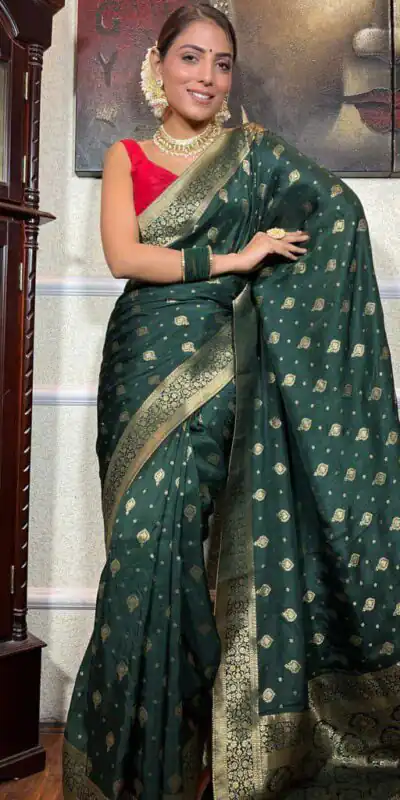 KPR 210 Green Soft Lichi Silk Saree with Lace Work & Lace Border. Special Price ₹1399. Delivery 4-6 Working Days. Shop now. | Sarees, Bollywood Sarees, Creative Sarees, Designer Sarees, Embroidered Sarees, Ethnic Saree, Modern Digital sarees, Party Wear Sarees