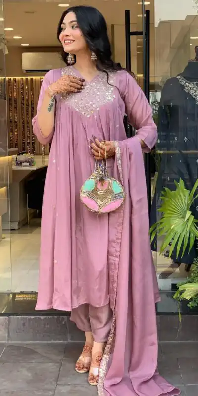 MF 819 Lavender Color Cotton Silk Salwar Suit with Mirror Work. Affordable Price ₹1699. Delivery 4-6 Working Days. Shop now. | Jump Suits, Salwar suit, Casual Suits, Creative suits, Designer Suits, Palazzo Suits, Party Wear Suits, Patiala Suits, Straight Suits
