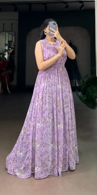 YNF 5200 Lavender Color Weightless Marbal Gown with Designer Work. Available at ₹1649 only. Delivery 4-6 Working Days. Shop now. | Gowns, Bollywood Gowns, Creative Gowns, Designer Gowns, Embroidered Gowns, Party Wear Gowns