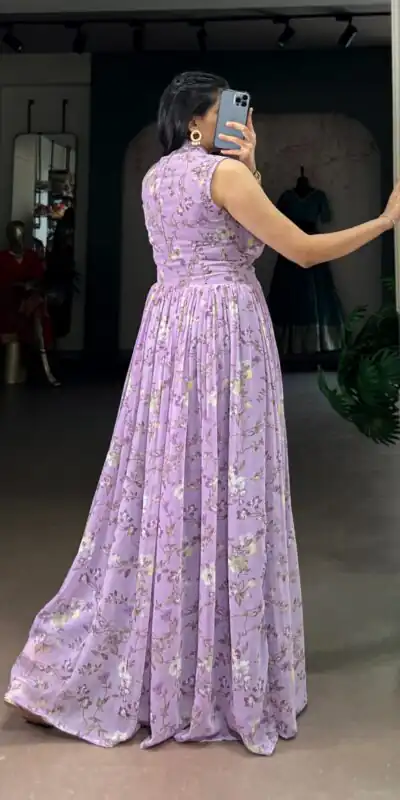 YNF 5200 Lavender Color Weightless Marbal Gown with Designer Work. Available at ₹1649 only. Delivery 4-6 Working Days. Shop now. | Gowns, Bollywood Gowns, Creative Gowns, Designer Gowns, Embroidered Gowns, Party Wear Gowns