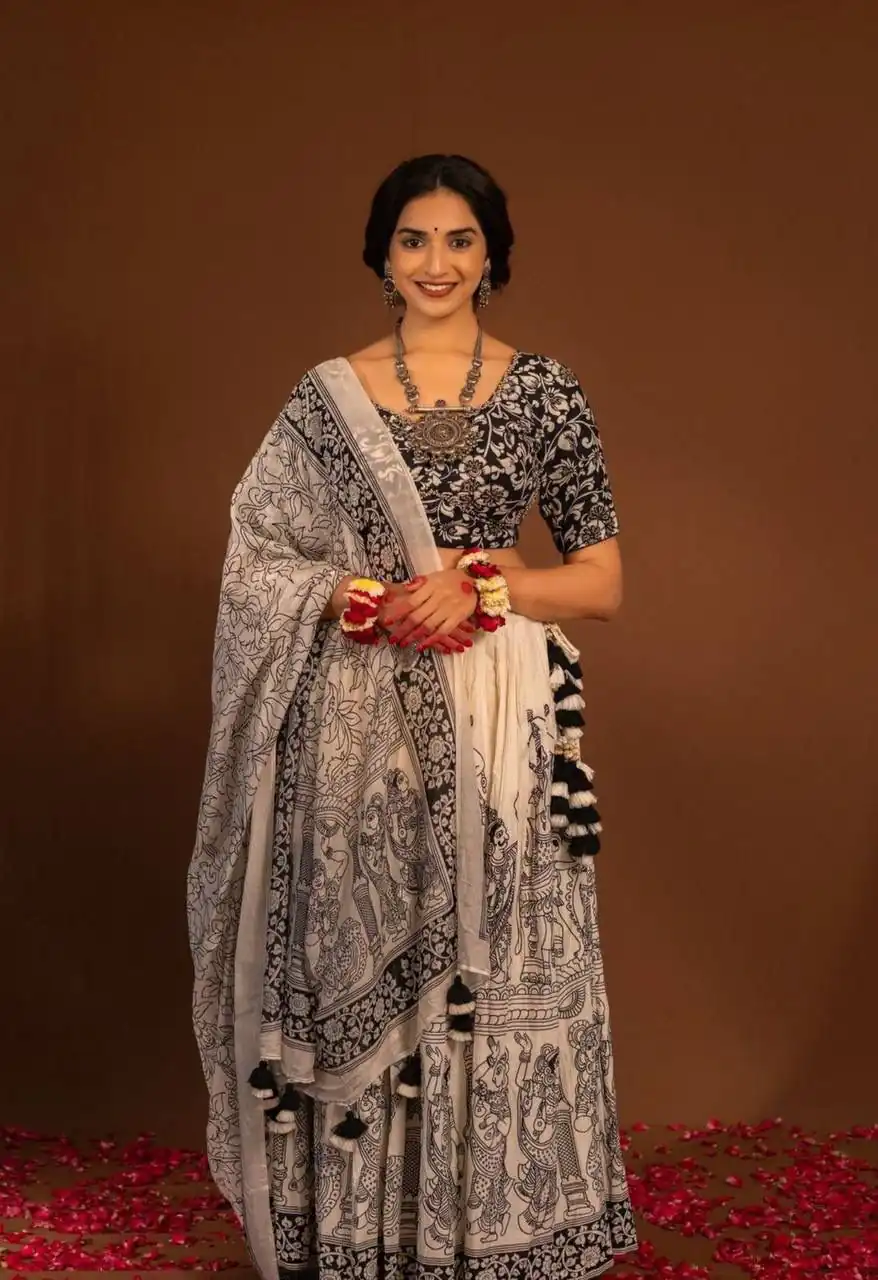 PC 440 Light Peach in Cotton Kalamkari Print Lehenga Choli . Available at ₹2149 only. Delivery 4-6 Working Days. Shop now. | Lehenga, Bollywood Lehenga, Creative Lehenga, Designer Lehenga, Embroidered Lehenga, Party Wear Lehenga