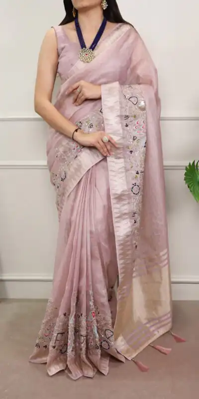 YNF 7401 Light Pink in Zari Kota Tissue Zari Work & Embroidery Work Saree . Get it for ₹3199. Delivery 4-6 Working Days. Shop now. | Designer Sarees, Sarees, Bollywood Sarees, Creative Sarees, Embroidered Sarees, Ethnic Saree, Modern Digital sarees, Party Wear Sarees