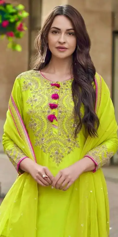 ST 233 Lime Yellow in Color Embroidery Work Salwar Suit Faux Georgette. Get it for ₹2049. Delivery 4-6 Working Days. Shop now. | Jump Suits, Tops & Bottoms, Track Suits, Salwar suit, Casual Suits, Creative suits, Designer Suits, Palazzo Suits, Party Wear Suits, Patiala Suits, Straight Suits, Trendy Wear