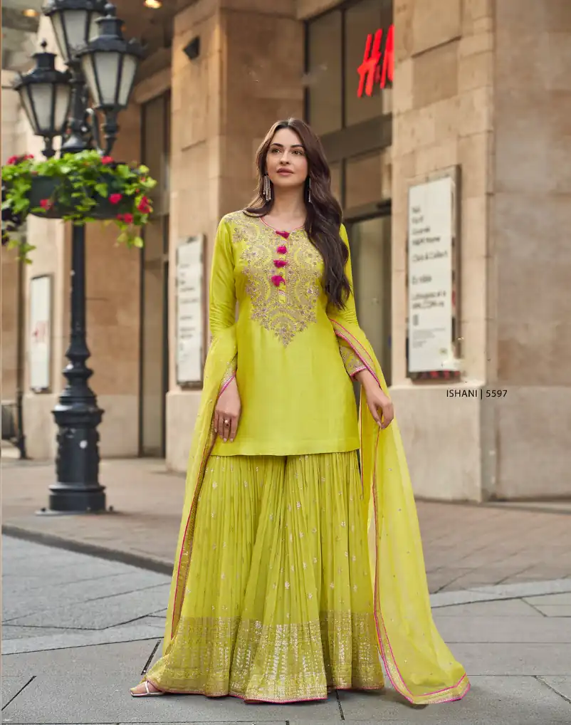 FC Sayuuri 5595 Lime Yellow Georgette Salwar Suit with Embroidery Work & Lace Work. Special Price ₹3149. Delivery 4-6 Working Days. Shop now. | Jump Suits, Tops & Bottoms, Track Suits, Salwar suit, Casual Suits, Creative suits, Designer Suits, Palazzo Suits, Party Wear Suits, Patiala Suits, Straight Suits, Trendy Wear