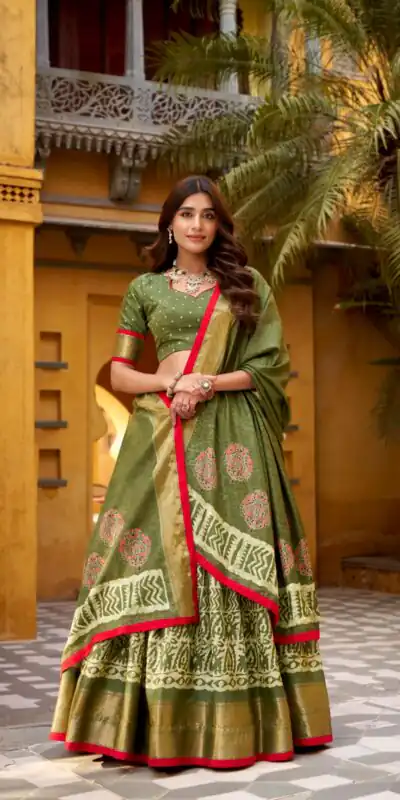 LNB 1252 Mahendi Dola Silk Lehenga Choli Perfect for Wedding, Party, Raksha Bandhan, Engagement, Onam – . Now at just ₹2449. Delivery 4-6 Working Days. | Lehenga, Bollywood Lehenga, Creative Lehenga, Designer Lehenga, Embroidered Lehenga, Party Wear Lehenga
